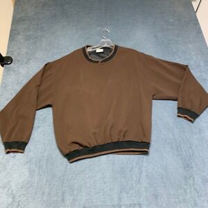 Lacoste Sweatshirt Mens Small Brown Black Long Sleeve Cozy Ribbed Hem Crew Neck
